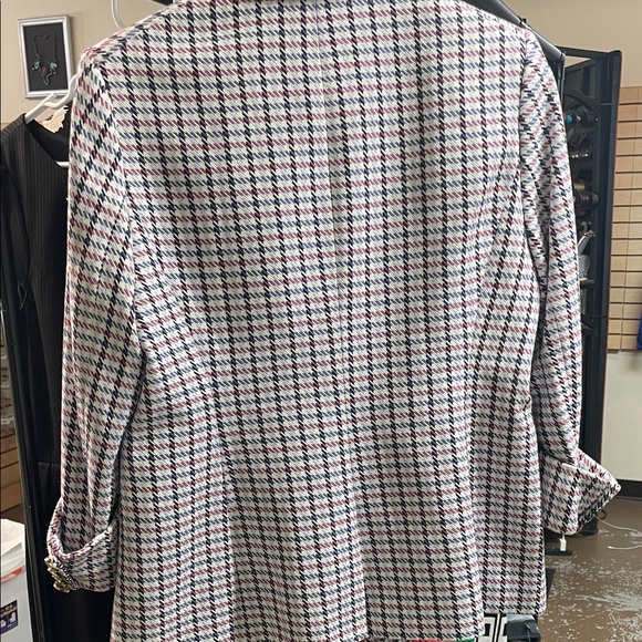 DKNY Petite 14P Tweed Blazer Jacket – Pink/Purple Plaid – 100% Cotton - Picture 7 of 7